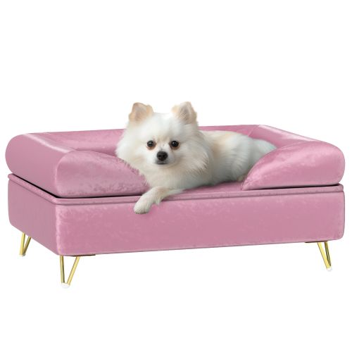 PawHut Cat Sofa Pet Couch w Removable Backrest, Soft Cushion, Washable Cover, for Small and Medium Sized Dogs, Pink