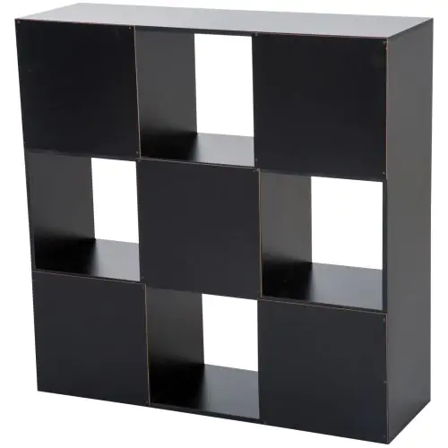  9 Cubes 3-Tier Shelving Cabinet, Particle Board-Black