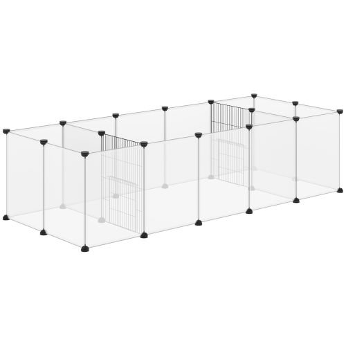 PawHut 18 Panel Small Animal Cage, Pet Playpen, for Guinea Pigs, Hedgehogs White