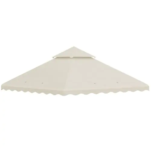 Outsunny 3 x 3 (m) Gazebo Canopy Replacement Covers, 2-Tier Gazebo Roof Replacement (TOP ONLY), Cream White