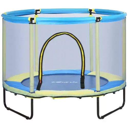 ZONEKIZ 55" Kids Trampoline, Bungee Gym, with Safety Net, for Ages 3 10 Years Blue