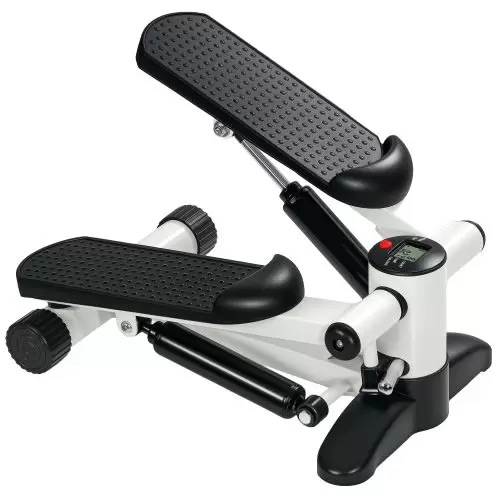 SPORTNOW Mini Stepper, Compact Step Machine Exerciser for Home Workout with LCD Monitor and Non Slip Pedals, White