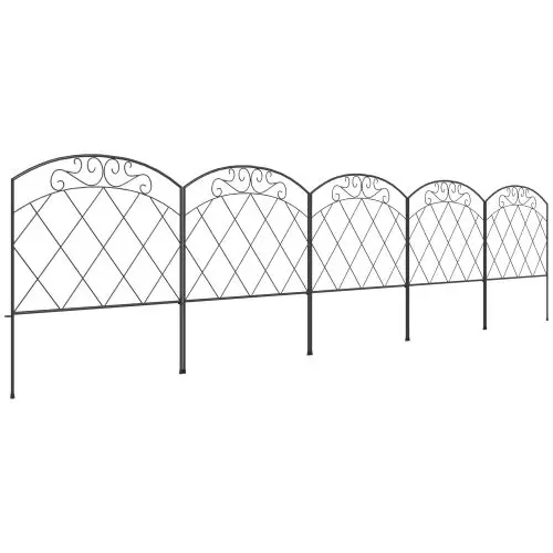 Outsunny 3m Decorative Metal Garden Fence Diamond and Swirl Pattern