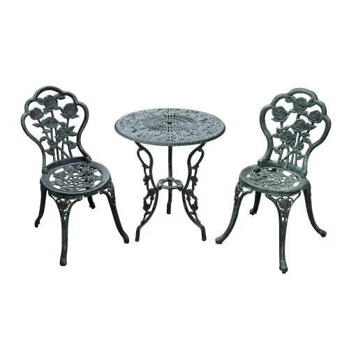 3 Pcs Cast Aluminum Bistro Set Green