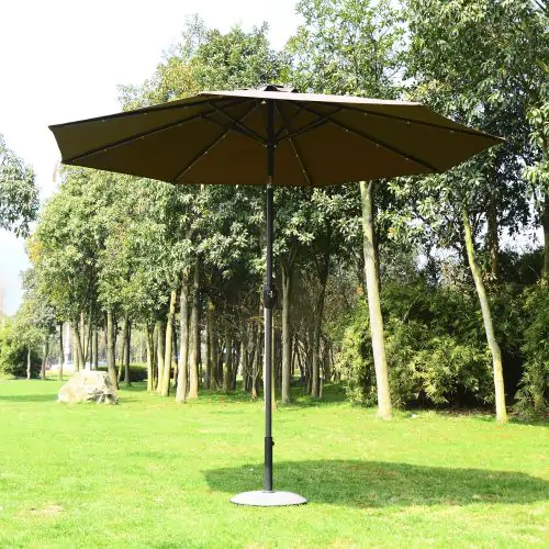 Umbrella Parasol 24 Solar LED Brown & Coffee 