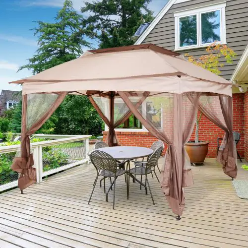 Gazebo 325Lx325Wx295H cm Khaki & Brown 