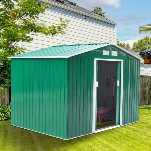 9 x 6ft Metal Garden Shed Green