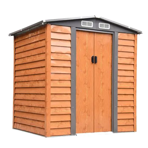 4.9 x 6.3ft Galvanized Steel Garden Shed Brown