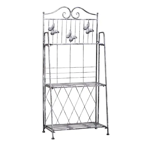 3 Tier Metal Plant Stand 44Lx25Wx96H cm Silver & Grey 