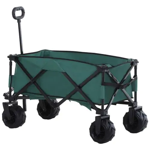 Metal Frame Folding Pull Cargo Cart Green