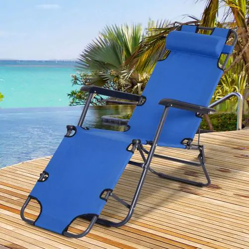 Metal Frame 2 In 1 Sun Lounger Inc Pillow Blue