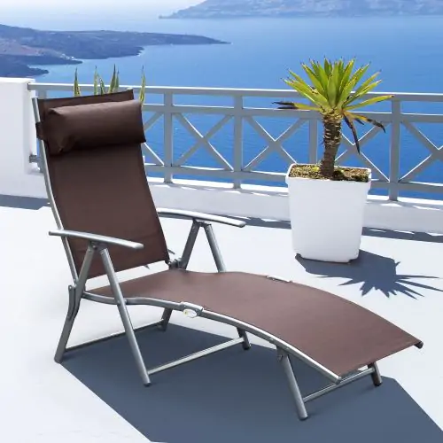 Sun Lounger Recliner Textilene Brown