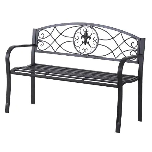 Metal Frame Bench 128Lx50Wx91H cm Black