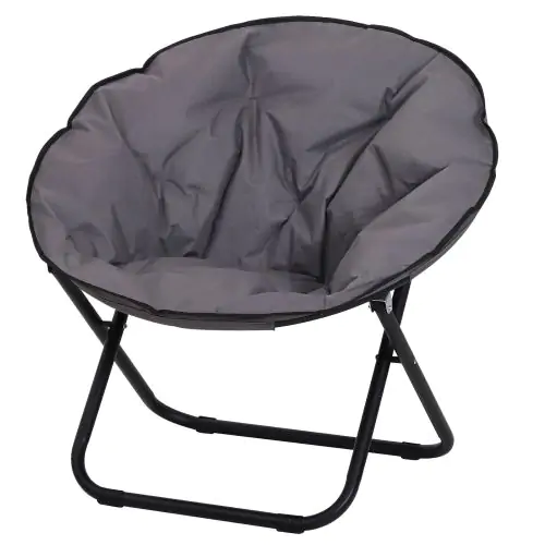 Folding Saucer Moon Chair 80Lx80Wx75H cm Metal Frame 600D Oxford Cloth Grey