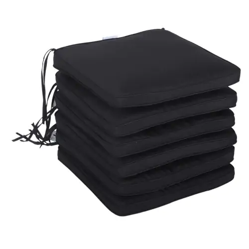 Set of 6 Pcs Chair Cushion 42Lx42Wx5T cm Black