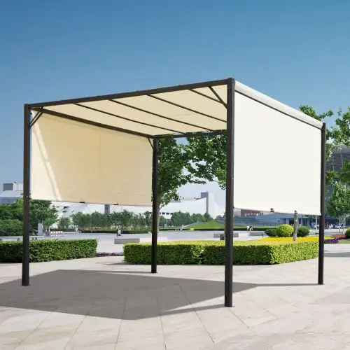 Retractable Pergola Canopy 3Lx3Wx2.3H m Cream White & Black