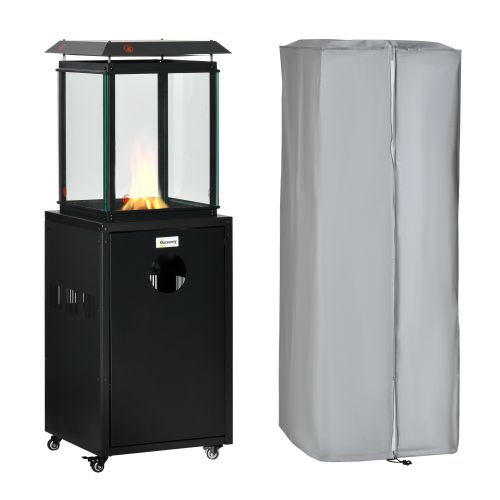 Outsunny 8KW Outdoor Patio Gas Heater Standing Patio Heater w Regulator, Hose, Cover