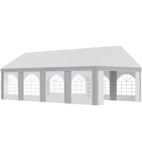 Outsunny 8 x 4m Galvanised Party Tent, Marquee Gazebo with Sides, Eight Windows and Double Doors, for Parties, Wedding and Events