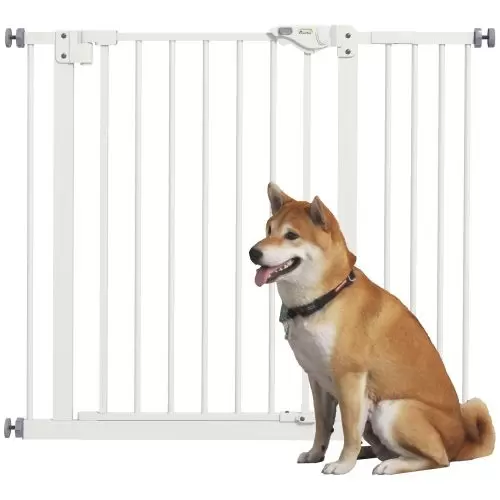 PawHut Metal 74 94cm Wide Adjustable Dog Gate White