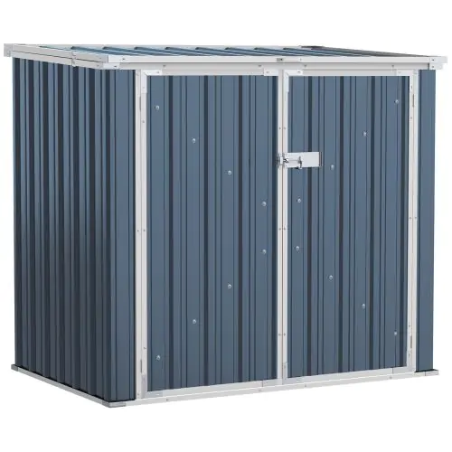 Outsunny 5ft x 3ft Garden 2-Bin Steel Storage Shed, Double Rubbish Storage Shed, Hide Dustbin w/ Locking Doors and Openable Lid