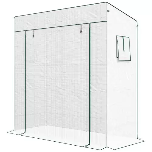 Outsunny PE Cover Walk in Outdoor Greenhouse, White