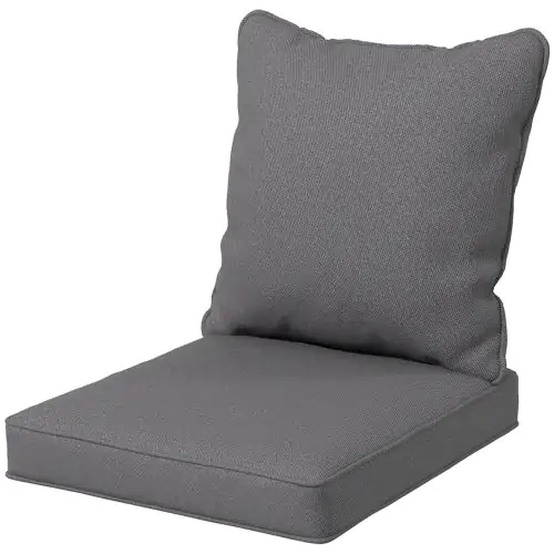 Outsunny 1-Piece Back and Seat Cushion Pillow Replacement, Patio Chair Cushion Set for Indoor Outdoor, Charcoal Grey