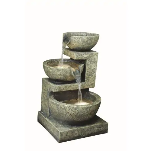 Small Granite 3 Bowl Modern Solar Water Feature