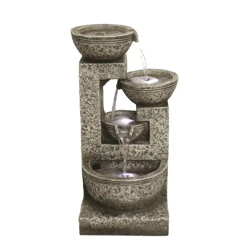 Medium Grey 4 Bowl Contemporary Water Feature