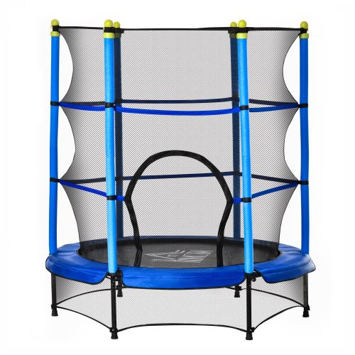 HOMCOM 4.6FT Kids Trampoline, Indoor Outdoor Toddler Trampoline, with Safety Enclosure, Springless design Blue