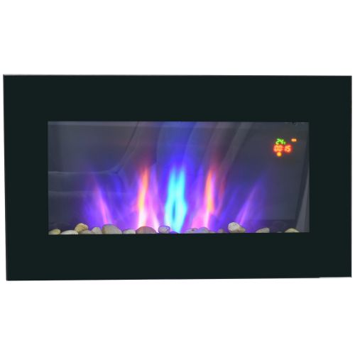 HOMCOM 1000W 2000W Electric Wall Fireplace w LED Flame Effect Timer Remote Sleek Stylish Safe Home Heating 20 25?