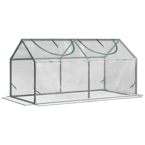 Outsunny Mini Greenhouse Portable Flower Planter Tomato Vegetable House for Garden Backyard with Zipper 120 x 60 x 60 cm, Clear