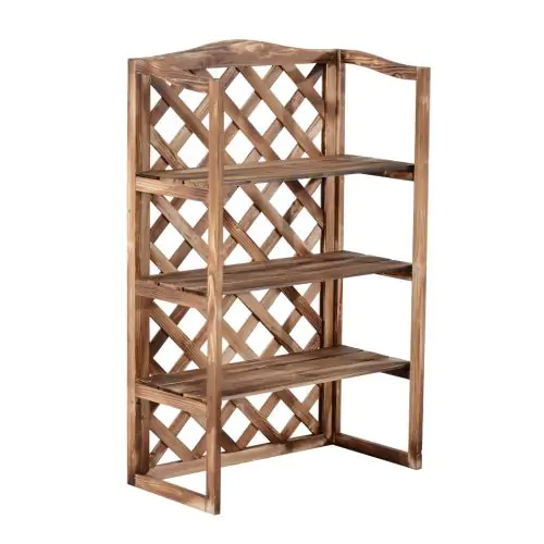 Outsunny 3-Tier Wooden Flower Stand Plant Holder Shelf Display Rack Pots Storage Outdoor Indoor 75 x 38 x 120cm