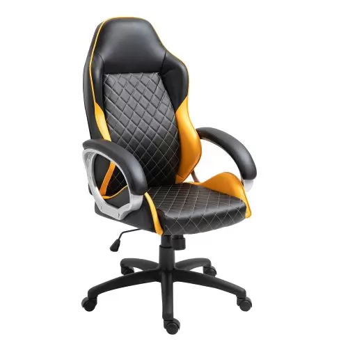 Vinsetto Office Chair Faux Leather Diamond Line High Back Rocker Swivel Desk Chair Orange