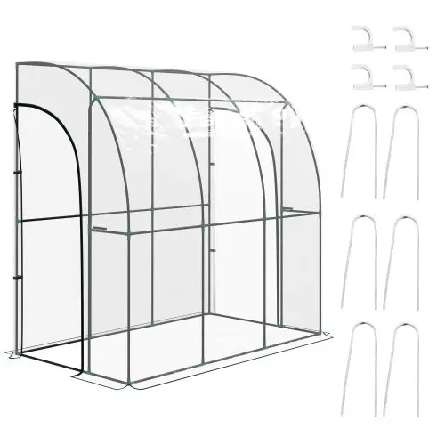 Outsunny 214cm x 118cm Walk In Lean To Greenhouse, with Accessories