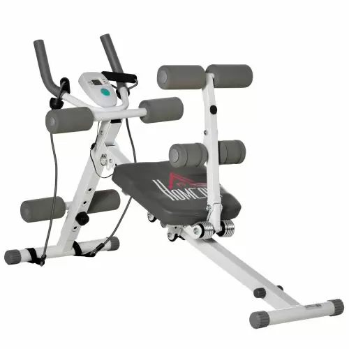 HOMCOM 2 IN 1 Core Abdominal Ab Trainer Sit Up Bench with LCD Screen, Adjustable Fitness Crunch Machine for Home GYM