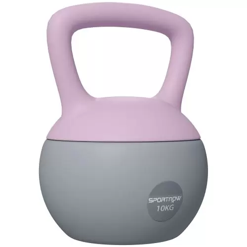 SPORTNOW Soft Kettlebell, 10kg Kettle Bell with Non Slip Handle for Home Gym Weight Lifting and Strength Training, Purple and Grey