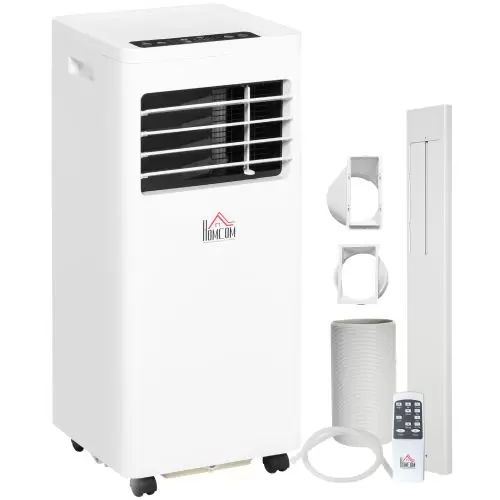 HOMCOM 7000 BTU Air Conditioning Unit, 3 in 1 Portable Air Conditioner, Dehumidifier, Cooling Fan with 2 Speeds, 24H Timer, Remote Control, Digital Display, Window Venting Kit, 15m?