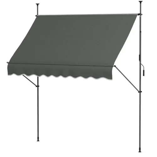 Outsunny 2.5 x 1.2m Retractable Awning, Free Standing Patio Sun Shade Shelter, UV Resistant, for Window and Door, Dark Grey