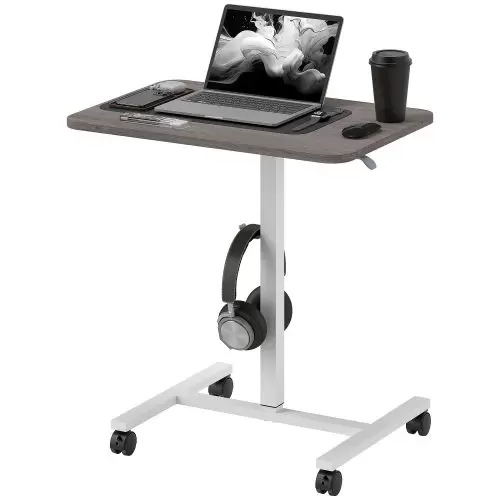 HOMCOM 75 115cm Manual Adjustable Sit To Stand Desk White Grey