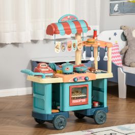 Kids Food Cart Pretend Playset Kitchen Supermarket Trolley Set w ...