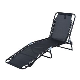 OutdoorlivingUK Folding Sun Lounger, 3 Positions-Black