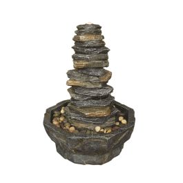 Aqua Creations Stacked Slate Monolith Rock Effect Solar Water Feature