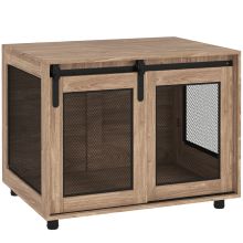 PawHut Dog Crate Furniture with Sliding Door for Medium Dogs, 80 x 58.5 x 63cm, Walnut Brown