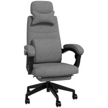 Vinsetto Linen Look Office Chair, with 160? Reclining Back and Footrest Grey