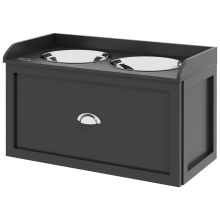 PawHut Stainless Steel Raised Dog Bowls, with 21L Storage Drawer for Large Dogs and Cats Black