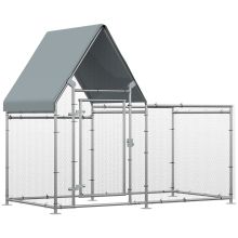 PawHut Walk In Chicken Run, Large Poultry Coop Cage Hen House Rabbit Hutch for 4 6 Chickens Outdoor Galvanized Metal Enclosure w Water Resist Cover 200 x 105 x 172cm