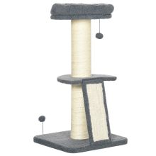 PawHut Cat Tree Tower with Scratching Posts, Pad, Bed, Toy Ball Dark Grey