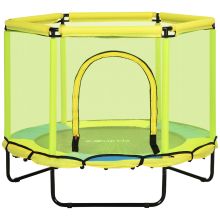 ZONEKIZ 140cm Kids Trampoline, Bungee Gym, with Safety Net, for Ages 3 10 Years Yellow