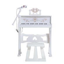  Mini Electronic Piano W/Microphone and Stool-White