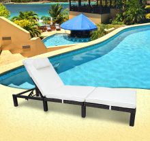 Outsunny Rattan Sun Lounger-Brown